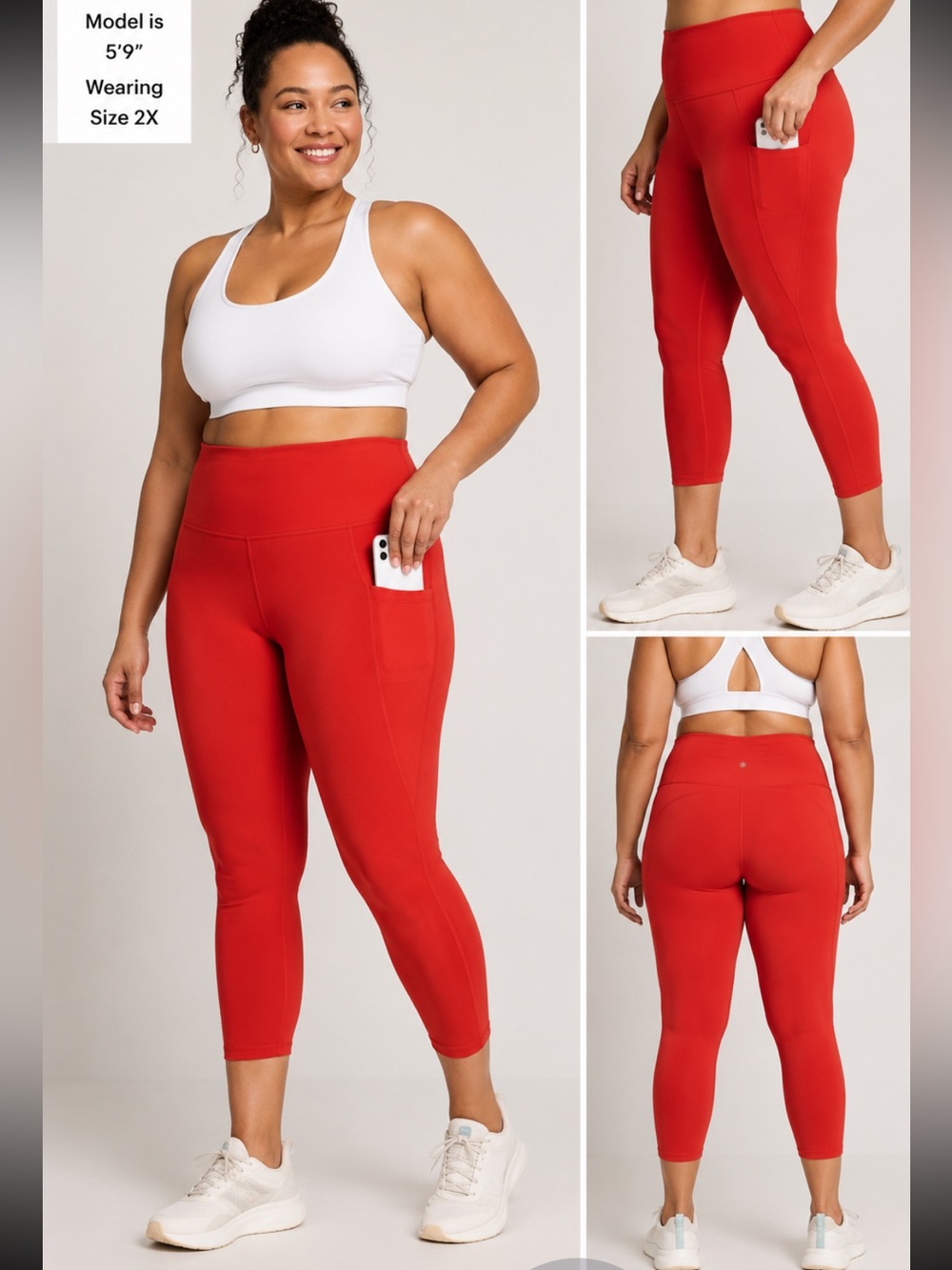 #286 NWT Athleta Interval Stash 7/8 Tight Cardinal Red 2X Plus